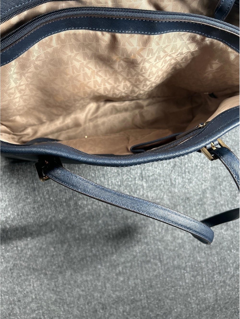Michael Kors Navy Blue Saffiano Leather Tote Bag - Picture 5 of 7